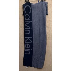 Calvin Klein Blue On Blue Throw Blanket 40 X 62 Cotton Blend